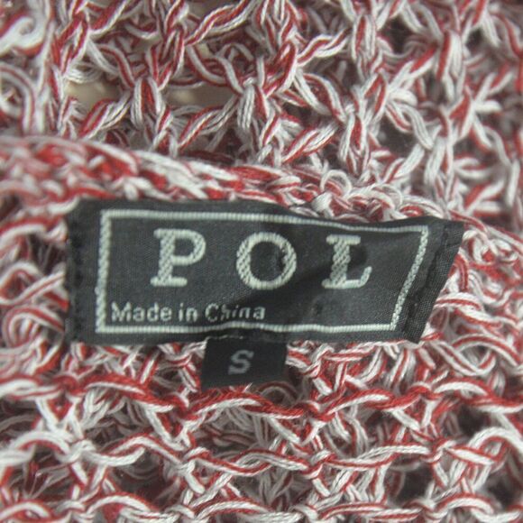 POL Open Weave Crochet Sleeveless Pullover Red White Pattern Size Small - Picture 6 of 6